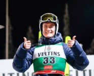 Matteo Baud (FRA) kommt aus dem Strahlen nicht heraus.