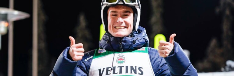 Matteo Baud (FRA) kommt aus dem Strahlen nicht heraus.