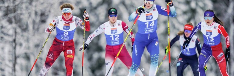 Claudia Purker (AUT), Haruka Kasai (JPN), Ema Volavsek (SLO), Lena Brocard (FRA), (l-r) beim Saisonauftakt in Lillehammer.