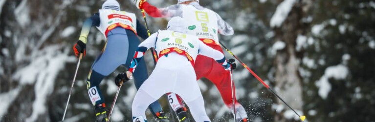 Das Verfolgertrio: Jens Luraas Oftebro (NOR) hinter Vinzenz Geiger (GER) und Johannes Lamparter (AUT)