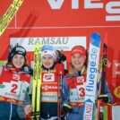 Das Podium der Damen: Lisa Hirner (AUT), Gyda Westvold Hansen (NOR), Nathalie Armbruster (GER), (l-r)