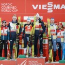 Doppelpodium: Lisa Hirner (AUT), Jens Luraas Oftebro (NOR), Gyda Westvold Hansen (NOR), Jarl Magnus Riiber (NOR), Vinzenz Geiger (GER), Nathalie Armbruster (GER), (l-r) - FIS world cup nordic combined men, individual gundersen