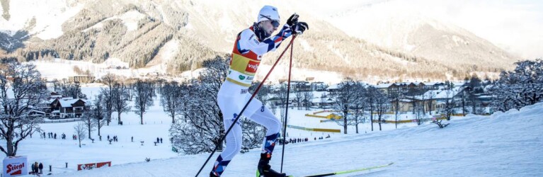 Jarl Magnus Riiber (NOR) konnte seine Führung nicht verteidigen.