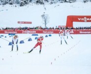 Der Kampf um Platz zwei: Jarl Magnus Riiber (NOR), Johannes Lamparter (AUT), (l-r)