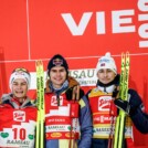 Das Podium der Herren: Johannes Lamparter (AUT), Vinzenz Geiger (GER), Jarl Magnus Riiber (NOR), (l-r)