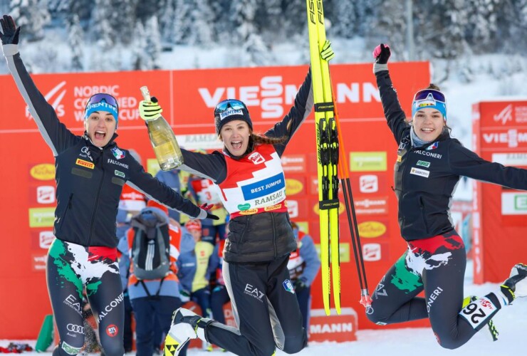 Die italienischen Damen crashen das deutsche Teamfoto: Veronica Gianmoena (ITA), Annika Sieff (ITA), Daniela Dejori (ITA), (l-r)