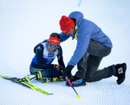 Anne Häckel (GER) musste nach ihrem Lauf betreut werden.