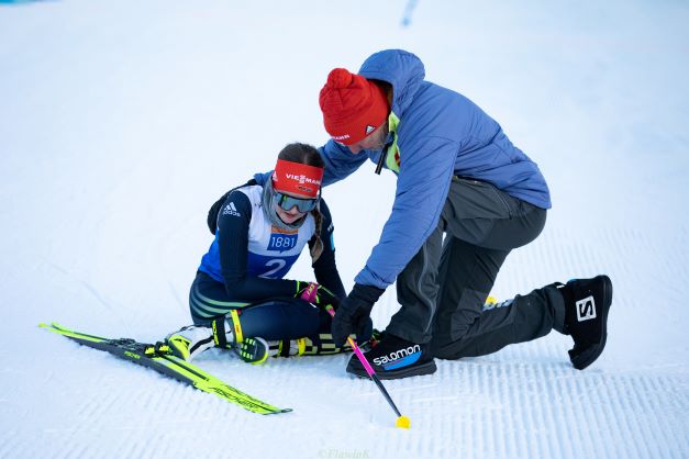 Anne Häckel (GER) musste nach ihrem Lauf betreut werden.