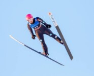Nathalie Armbruster (GER) beim Trainingssprung in Otepää