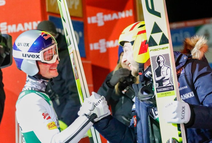 Fairplay: Johannes Lamparter (AUT) und Ilkka Herola (FIN) (l-r) tauschen Glückwünsche aus.