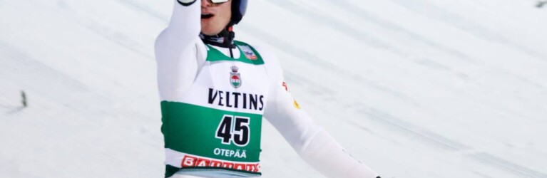 Johannes Lamparter (AUT) feiert seinen Sprung.