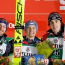 Strahlende Gesichter auf dem Podium: Ilkka Herola (FIN), Johannes Lamparter (AUT), Thomas Rettenegger (AUT), (l-r)