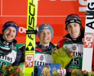 Strahlende Gesichter auf dem Podium: Ilkka Herola (FIN), Johannes Lamparter (AUT), Thomas Rettenegger (AUT), (l-r)
