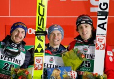 Strahlende Gesichter auf dem Podium: Ilkka Herola (FIN), Johannes Lamparter (AUT), Thomas Rettenegger (AUT), (l-r)