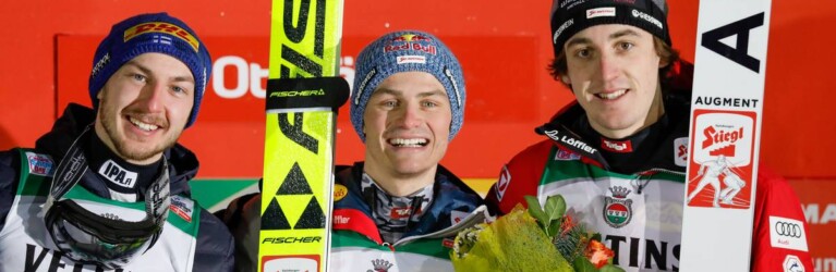 Strahlende Gesichter auf dem Podium: Ilkka Herola (FIN), Johannes Lamparter (AUT), Thomas Rettenegger (AUT), (l-r)