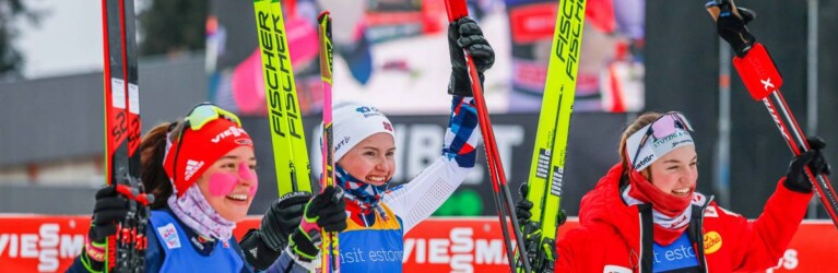 Die Top 3 der Damen: Nathalie Armbruster (GER), Gyda Westvold Hansen (NOR), Lisa Hirner (AUT), (l-r)