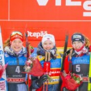 Das Podium der Damen: Nathalie Armbruster (GER), Gyda Westvold Hansen (NOR), Lisa Hirner (AUT), (l-r)