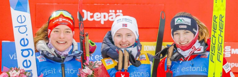 Das Podium der Damen: Nathalie Armbruster (GER), Gyda Westvold Hansen (NOR), Lisa Hirner (AUT), (l-r)