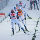 Starke Norweger in der Loipe: Einar Luraas Oftebro (NOR), Jarl Magnus Riiber (NOR), (l-r)