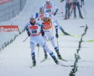 Starke Norweger in der Loipe: Einar Luraas Oftebro (NOR), Jarl Magnus Riiber (NOR), (l-r)