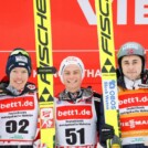 Das Podium des Massenstarts: Franz-Josef Rehrl (AUT), Johannes Lamparter (AUT), Jarl Magnus Riiber (NOR), (l-r)