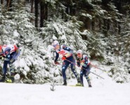 Julian Schmid (GER), Vinzenz Geiger (GER), Manuel Faisst (GER), (l-r) liefen ihr Rennen gemeinsam.