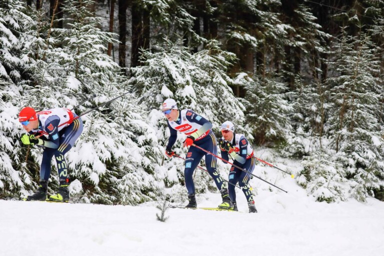 Julian Schmid (GER), Vinzenz Geiger (GER), Manuel Faisst (GER), (l-r) liefen ihr Rennen gemeinsam.
