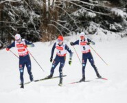 Der deutsche Zug: Vinzenz Geiger (GER), Julian Schmid (GER), Manuel Faisst (GER), (l-r)