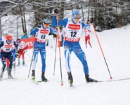 Starke Laufgruppe: Johannes Rydzek folgt Ilkka Herola (FIN) und Eero Hirvonen (FIN), (l-r).