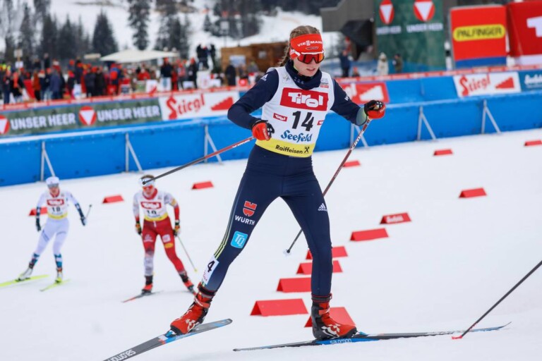 Cindy Haasch (GER) beim ersten Damen-Weltcup in Seefeld