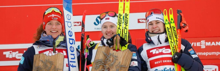 Das Damenpodium: Nathalie Armbruster (GER), Gyda Westvold Hansen (NOR), Ida Marie Hagen (NOR), (l-r)