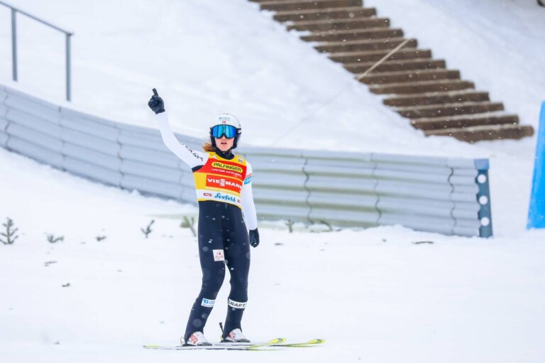 Einmal mehr das Maß der Dinge: Gyda Westvold Hansen (NOR) zeigte den besten Sprung bei den Frauen.