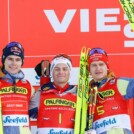 Das Podium der Herren: Vinzenz Geiger (GER), Johannes Lamparter (AUT), Julian Schmid (GER), (l-r)