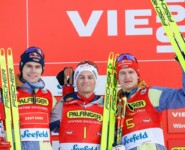 Das Podium der Herren: Vinzenz Geiger (GER), Johannes Lamparter (AUT), Julian Schmid (GER), (l-r)