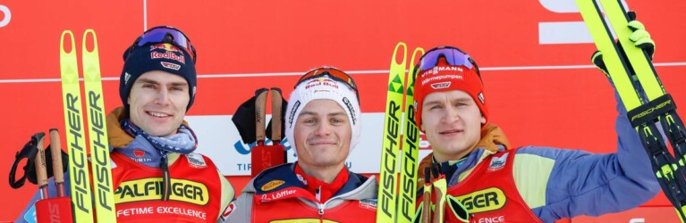 Das Podium der Herren: Vinzenz Geiger (GER), Johannes Lamparter (AUT), Julian Schmid (GER), (l-r)