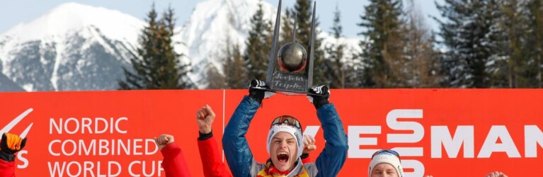 Johannes Lamparter (AUT) und Team Österreich freuen sich über den Triple-Sieg.