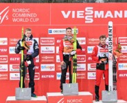 Das Podium: Jens Luraas Oftebro (NOR), Johannes Lamparter (AUT), Franz-Josef Rehrl (AUT), (l-r)