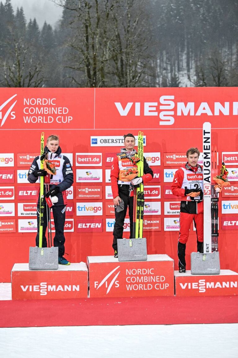 Das Podium: Jens Luraas Oftebro (NOR), Johannes Lamparter (AUT), Franz-Josef Rehrl (AUT), (l-r)