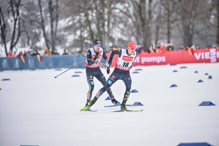 Jakob Lange (GER) und Eric Frenzel (GER) liefen ebenfalls ein starkes Rennen.