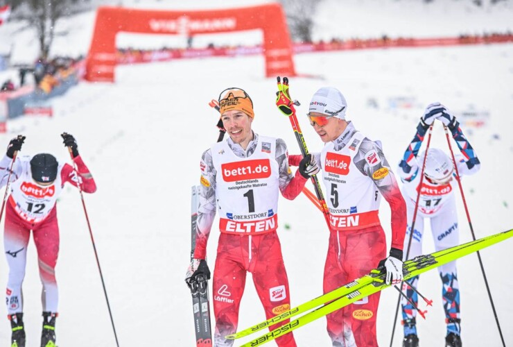 Sieg verloren, aber Podium gewonnen: Franz-Josef Rehrl (AUT), Mario Seidl (AUT), (l-r)