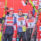 Das Podium: Jens Luraas Oftebro (NOR), Julian Schmid (GER), Franz-Josef Rehrl (AUT), (l-r)