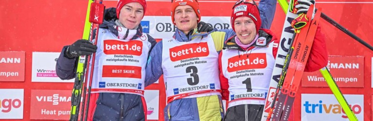 Das Podium: Jens Luraas Oftebro (NOR), Julian Schmid (GER), Franz-Josef Rehrl (AUT), (l-r)