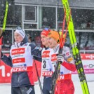 Die drei Besten: Jens Luraas Oftebro (NOR), Julian Schmid (GER), Franz-Josef Rehrl (AUT), (l-r)