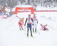 Der Zieleinlauf: Johannes Lamparter (AUT), Julian Schmid (GER), Jens Luraas Oftebro (NOR), Franz-Josef Rehrl (AUT), (l-r)