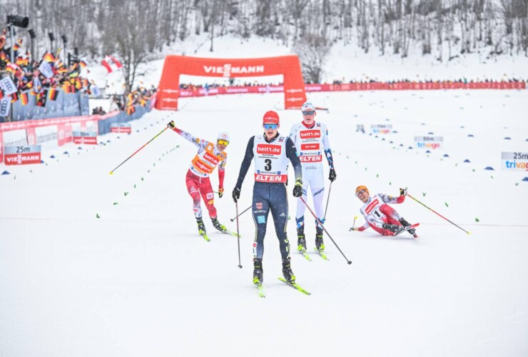 Der Zieleinlauf: Johannes Lamparter (AUT), Julian Schmid (GER), Jens Luraas Oftebro (NOR), Franz-Josef Rehrl (AUT), (l-r)