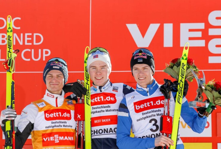 Das Podium der Herren: Johannes Lamparter (AUT), Jens Luraas Oftebro (NOR), Kristjan Ilves (EST), (l-r)