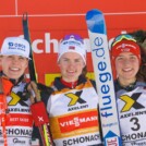 Das Damenpodium: Ida Marie Hagen (NOR), Gyda Westvold Hansen (NOR), Nathalie Armbruster (GER), (l-r)