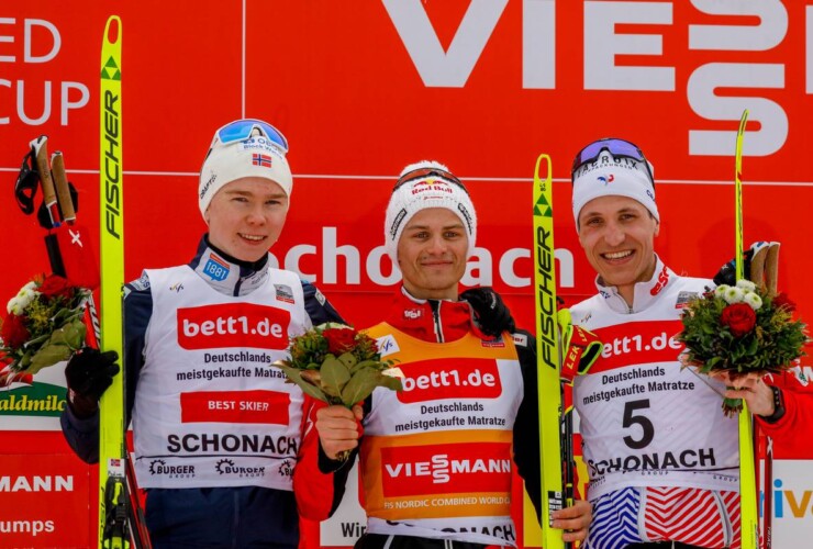 Das Podium der Herren: Jens Luraas Oftebro (NOR), Johannes Lamparter (AUT), Laurent Muhlethaler (FRA), (l-r)