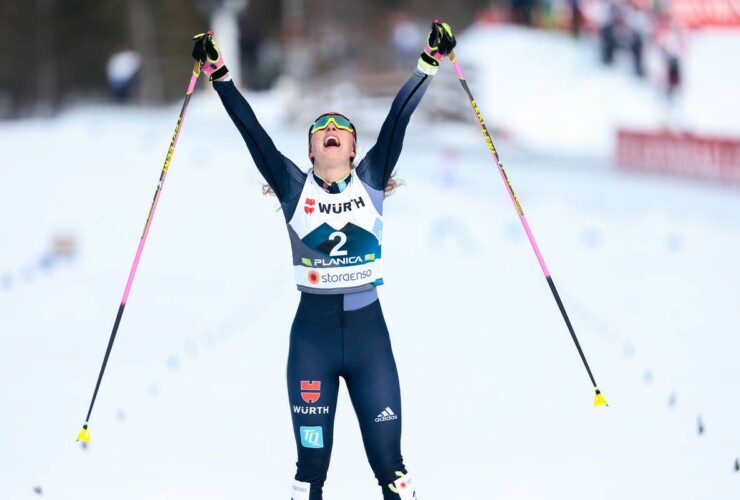 Nathalie Armbruster (GER) wird Zweite bei der Weltmeisterschaft in Planica.