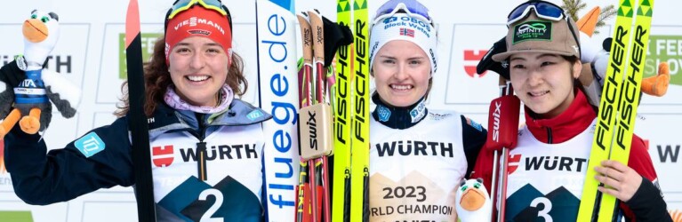 Die Siegerinnen: Nathalie Armbruster (GER), Gyda Westvold Hansen (NOR), Haruka Kasai (JPN), (l-r)